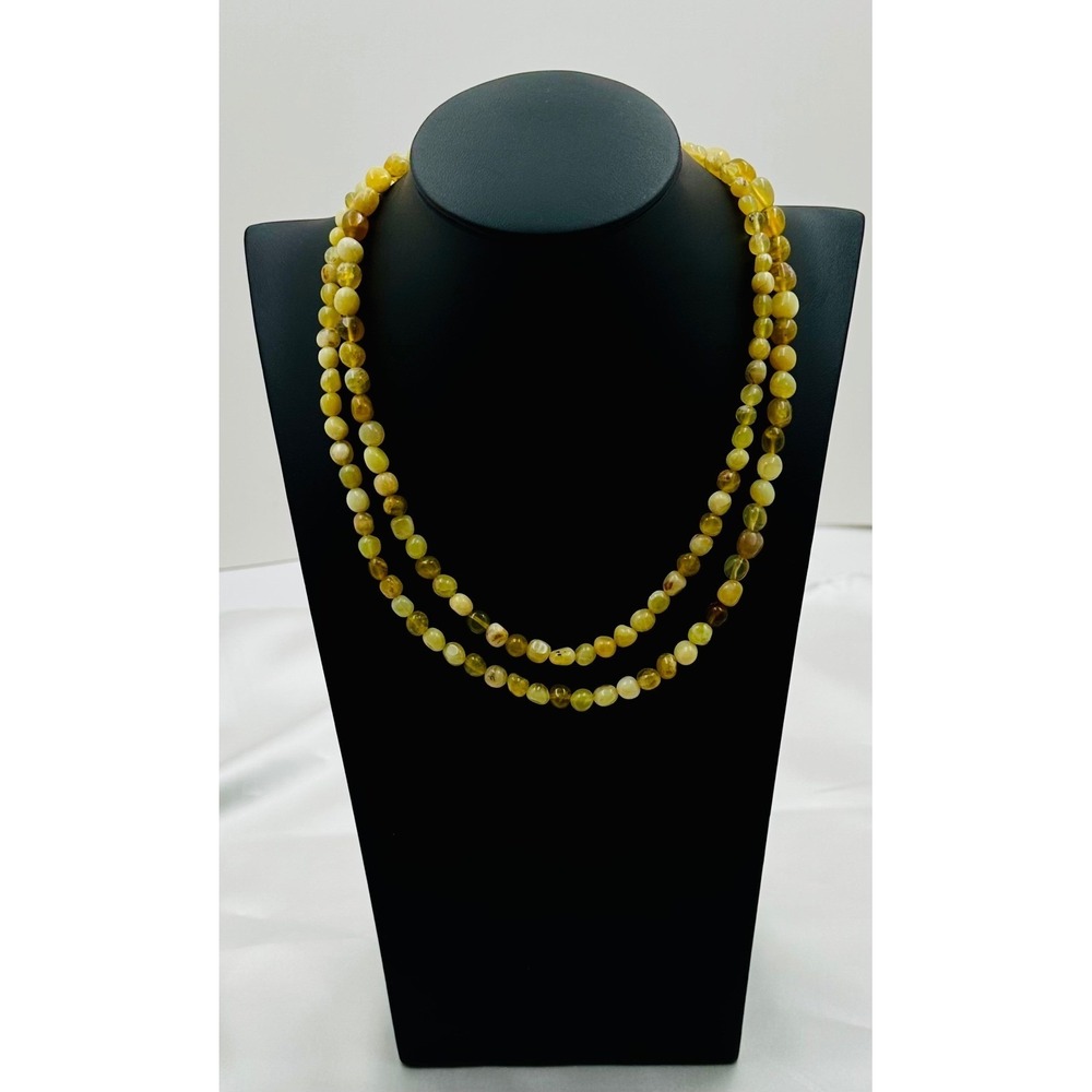 Jay King Mine Finds Yellow Amber Bead Necklace Sterling Silver 925 Clasp 36 Inch